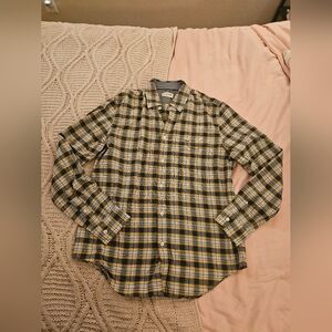 Lacoste Yellow and Black Plaid Casual Shirt Size M